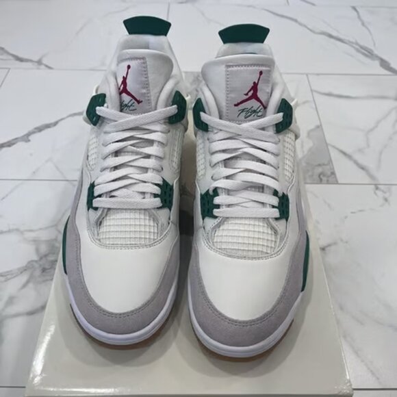 Jordan Men's White and Green Sneakers - Picture 6 of 11